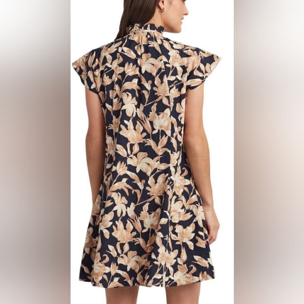 Ellen Tracy Black & Gold Floral Dress, Size Medium